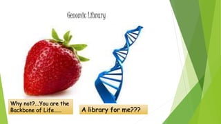Genomic Library
A library for me???
Why not?...You are the
Backbone of Life……
 