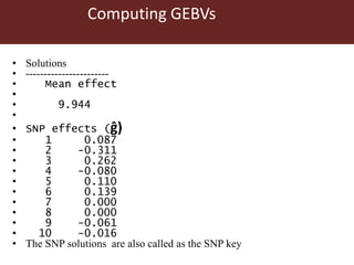 Genomic  selection in Livestock