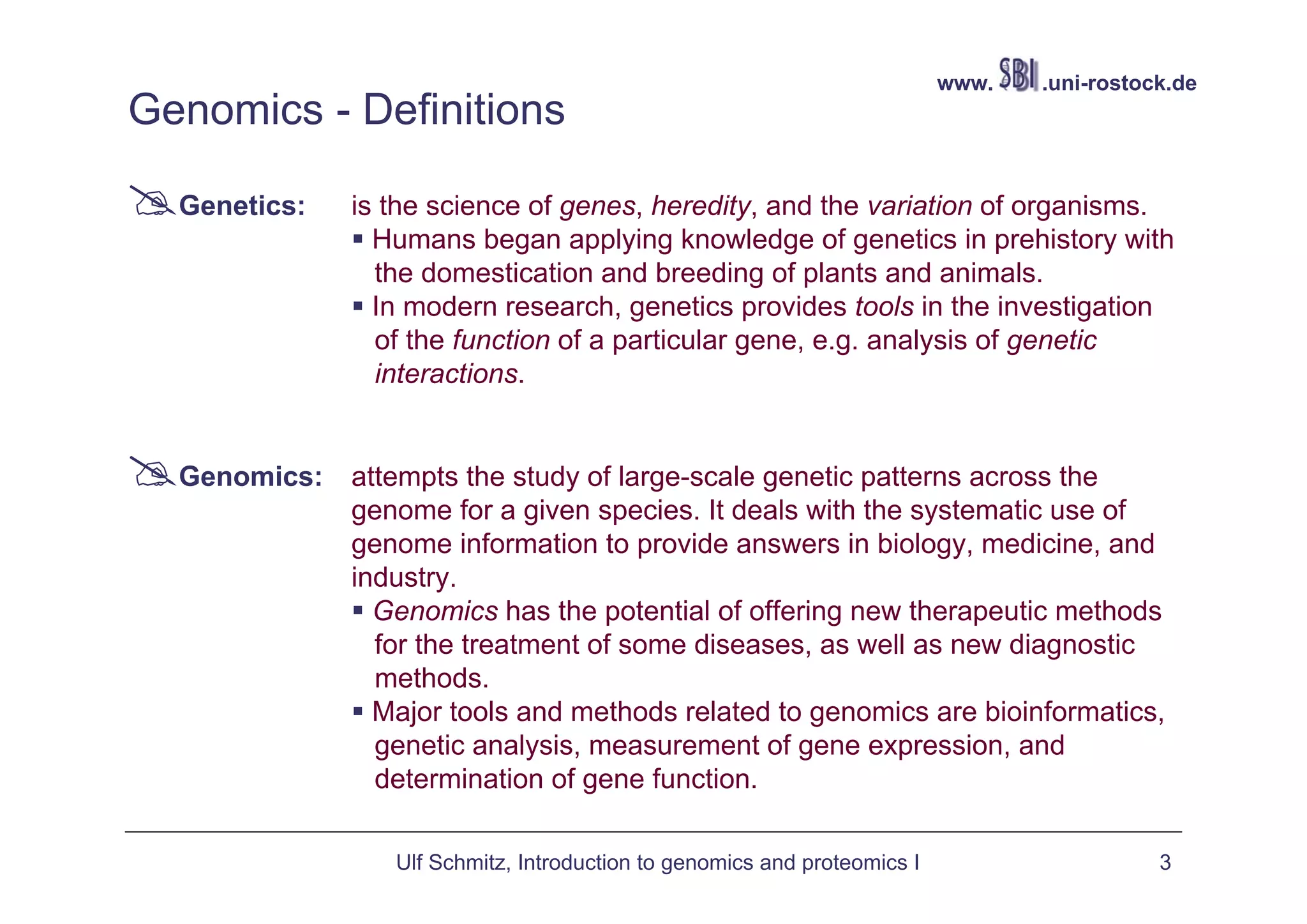 Genomics and proteomics I | PDF