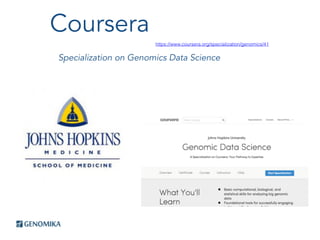 Coursera
Specialization on Genomics Data Science
https://www.coursera.org/specialization/genomics/41
 