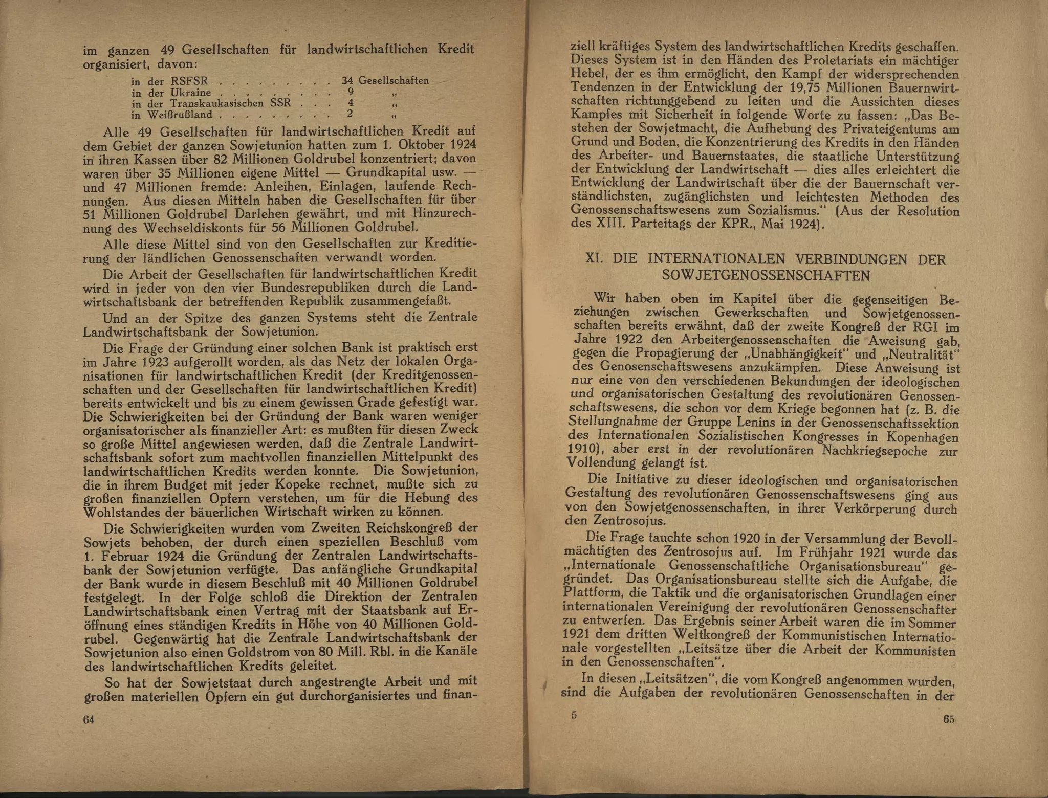 Das Genossenschaftswesen in der Union der S.S.R.