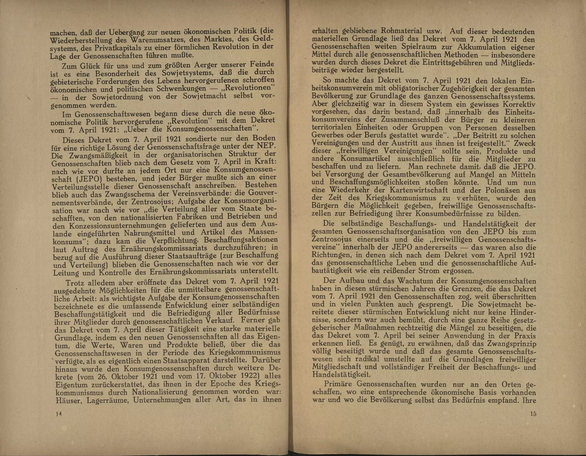 Das Genossenschaftswesen in der Union der S.S.R.