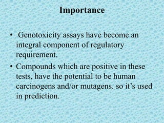 Genotoxicity Types Genotoxicity studies according to oecd guildline. | PPTX