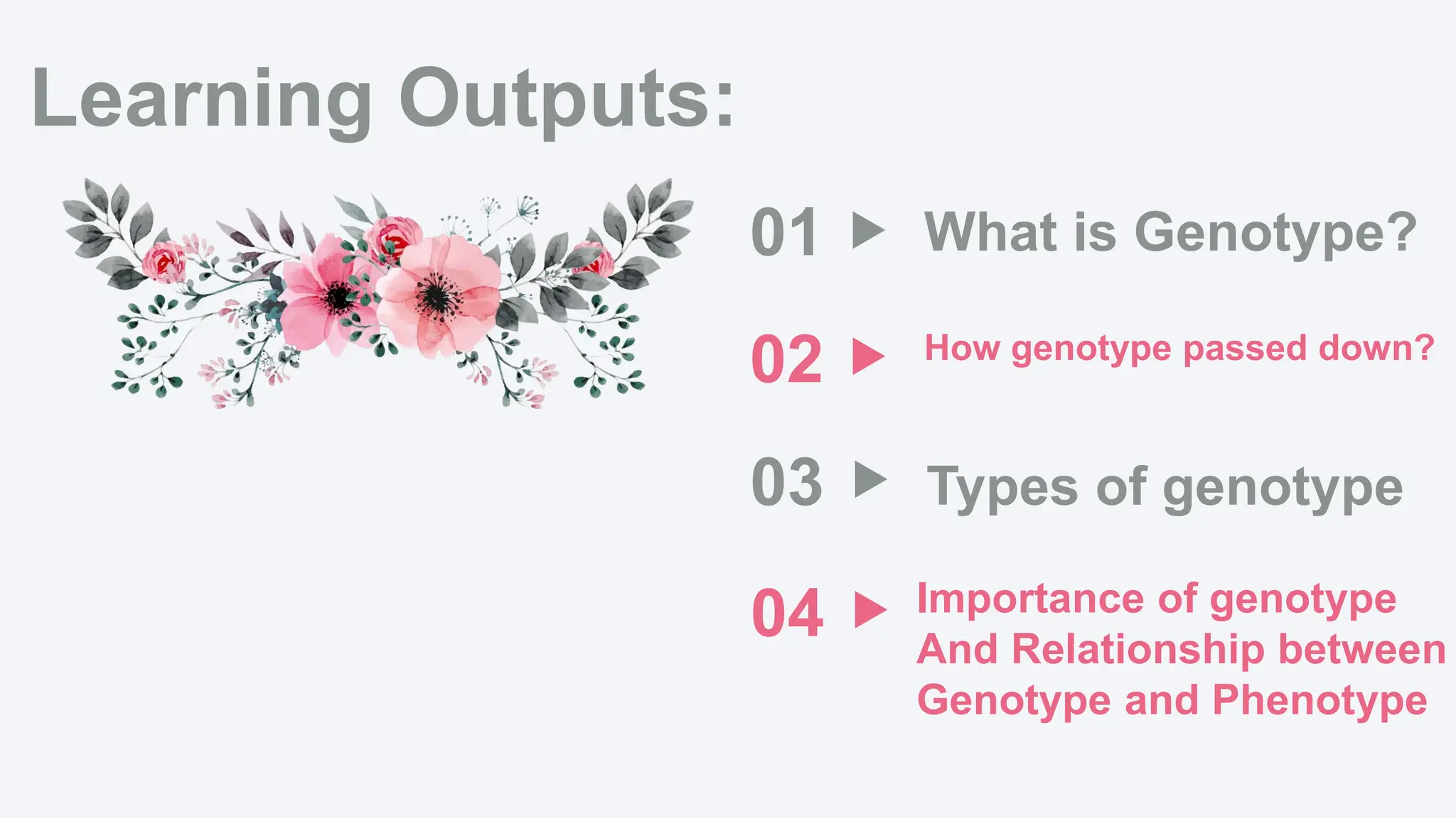 GENOTYPE is about tow traits being passed to Thier offspring. | PPT