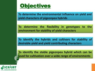 Genotype x Environment (GxE) interaction studies in hybrids and elite cultivars of pigeonpea