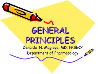GENERAL PRINCIPLES Zenaida  N. Maglaya, MD; FPSECP Department of Pharmacology 
