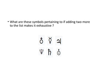 • What are these symbols pertaining to if adding two more
to the list makes it exhaustive ?
 