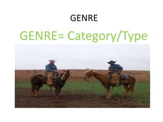 GENRE
GENRE= Category/Type
 