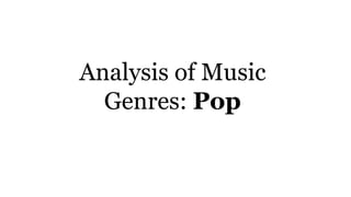 Analysis of Music
Genres: Pop
 
