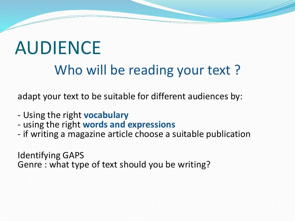 Genre, audience, purpose and style