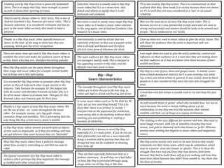 Clothing used by Hip-Hop artists is generally basketball
shirts. This is to imply that they have strength or power
as well...