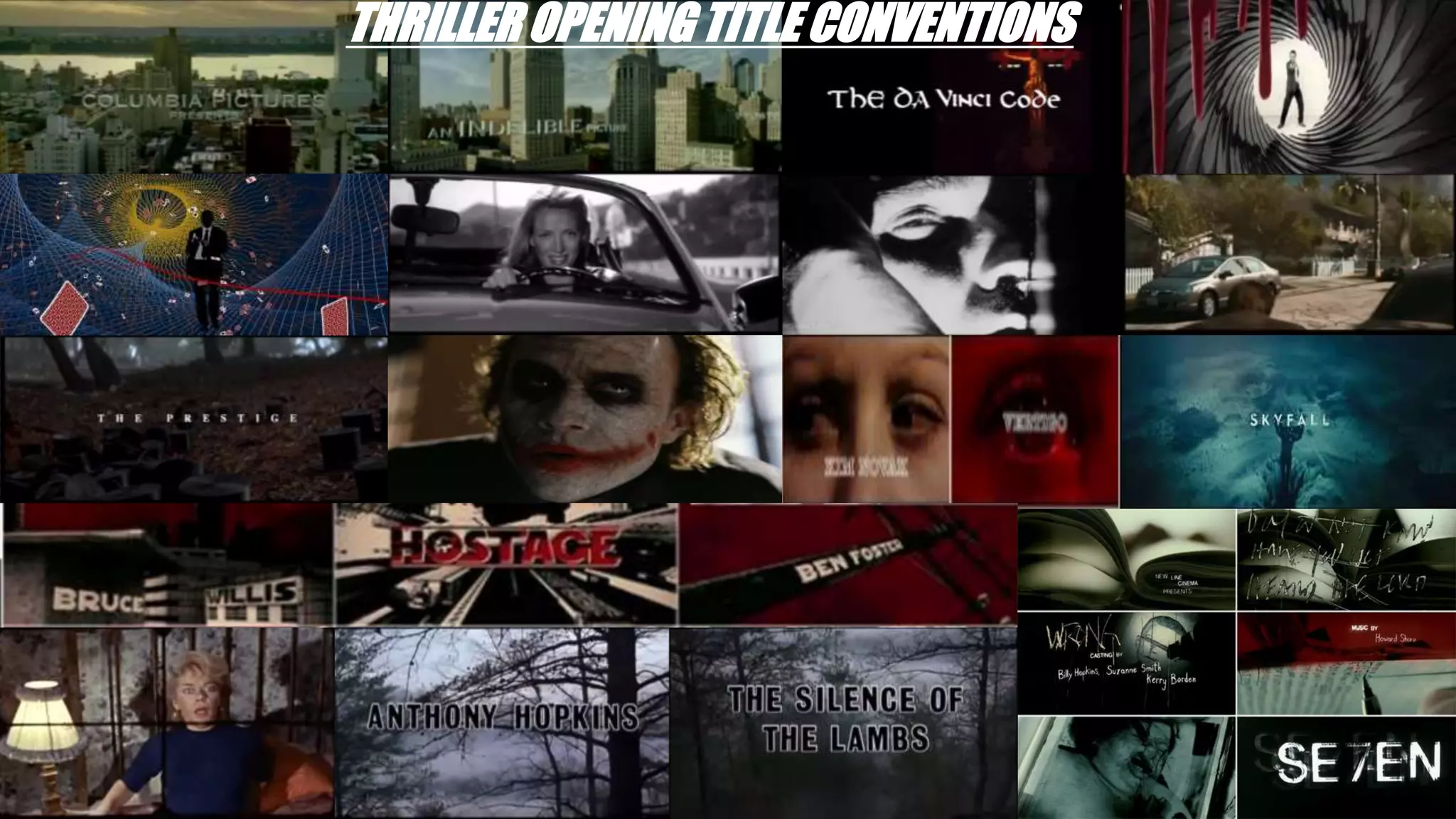 THRILLER OPENING TITLE CONVENTIONS
