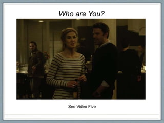 Who are You?
file://localhost/.file/id
=6571367.1609983
See Video Five
 