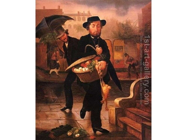 Genre Painting With Emphasis On Foreground Middleground And Backgroung 
