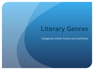 Literary Genres Categories within fiction and nonfiction 