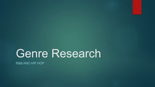 Genre Research
R&B AND HIP HOP
 