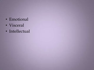• Emotional
• Visceral
• Intellectual
 