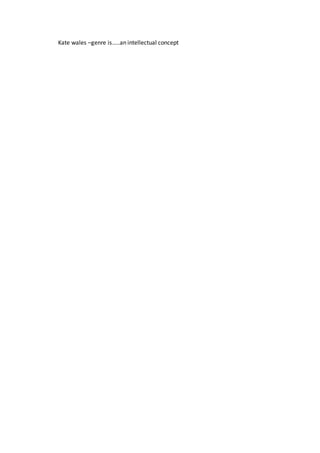 Kate wales –genre is…..an intellectual concept
 