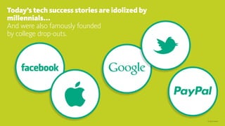 © 2015 Gensler
Today’s tech success stories are idolized by
millennials...
And were also famously founded
by college drop-outs.
 