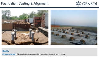 Foundation Casting & Alignment 
Quality 
Proper Curing of Foundation is essential to ensuring strength in concrete. 
 