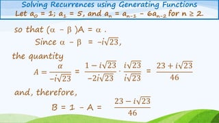 Gen solve recurrence | PPTX