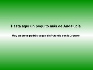 Hasta aquí un poquito más de Andalucía Muy en breve podrás seguir disfrutando con la 2ª parte 