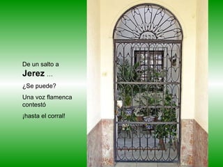 De un salto a  Jerez   … ¿Se puede? Una voz flamenca contestó ¡hasta el corral! 