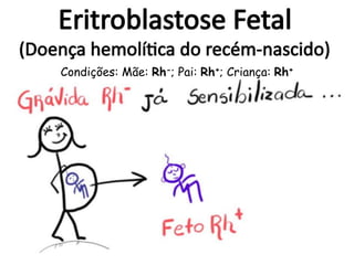 Condições: Mãe: Rh-; Pai: Rh+; Criança: Rh+
 