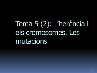 1
Tema 5 (2): L’herència i
els cromosomes. Les
mutacions
 