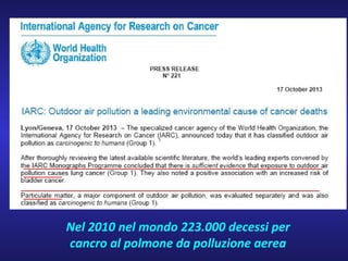 Nel 2010 nel mondo 223.000 decessi per
cancro al polmone da polluzione aerea
 