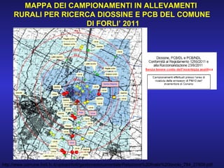 MAPPA DEI CAMPIONAMENTI IN ALLEVAMENTI
RURALI PER RICERCA DIOSSINE E PCB DEL COMUNE
DI FORLI’ 2011
http://www.comune.forli.fc.it/upload/forli/gestionedocumentale/Relazione%20finale%20tavolo_784_27809.pdf
 