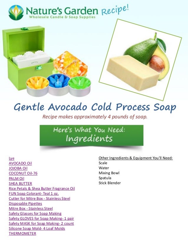 Gentle avocado cold process soap