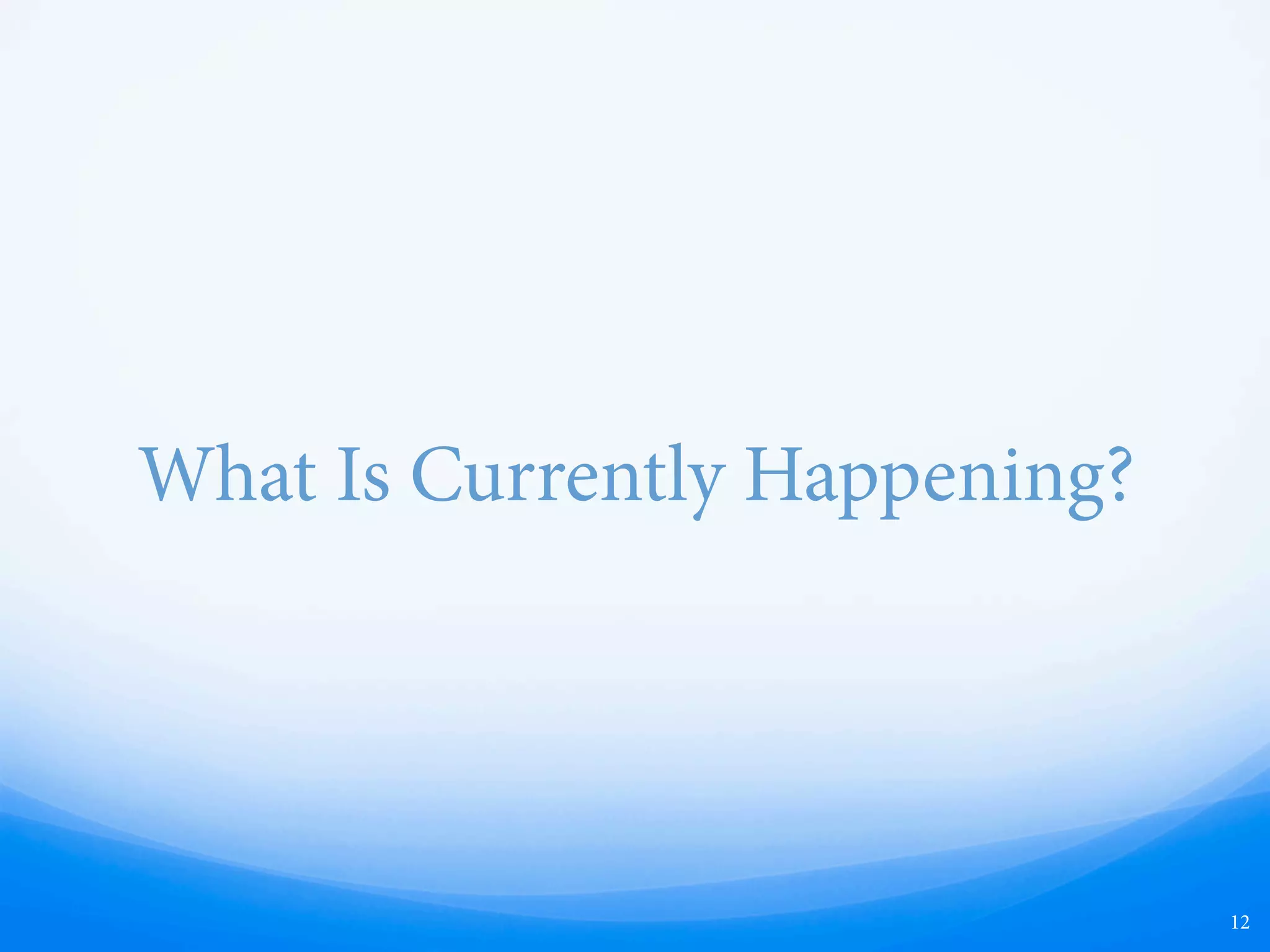What Is Currently Happening?
12
 
