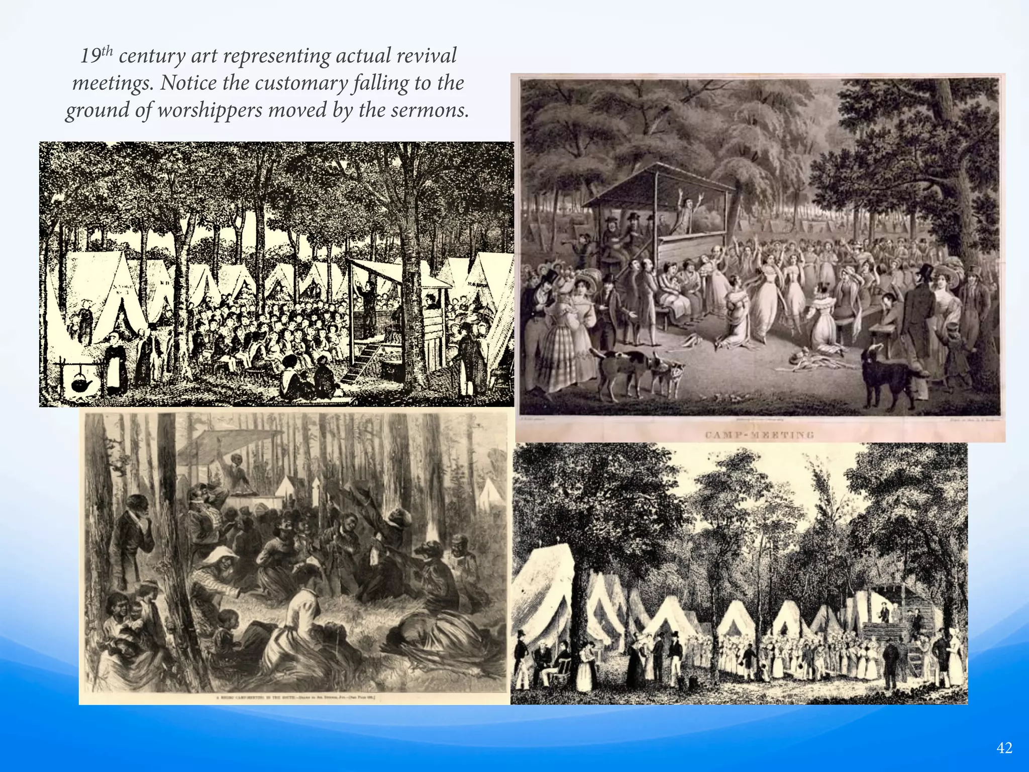 Revival Conference &
King Benjamin’s Speech
June 1826, Palmyra, NY
—  Methodist Preacher
—  Speaker upon tower, with tents
pitched round about
—  Feeble condition
—  Powerful farewell discourse
—  Expresses love for the people
—  e people fall to the ground
and commit to Christ
—  (Memoir of Rev. Benjamin G.
Paddock, 177-81; et al.)
Translated ca. late 1828, Palmyra, NY
—  King Benjamin (Mosiah 2-5)
—  Speaker upon tower, with tents
pitched round about (2:5-7)
—  Feeble condition (2:30)
—  Powerful farewell discourse
(2:28-29)
—  Expresses love for the people
(2:12)
—  e people fall to the ground
and commit to Christ (4:1)
42
THE
BOOK
OF
MORMON
REVIVAL
CONFERENCE
PROCEEDINGS
Reverend
Benjamin
 
