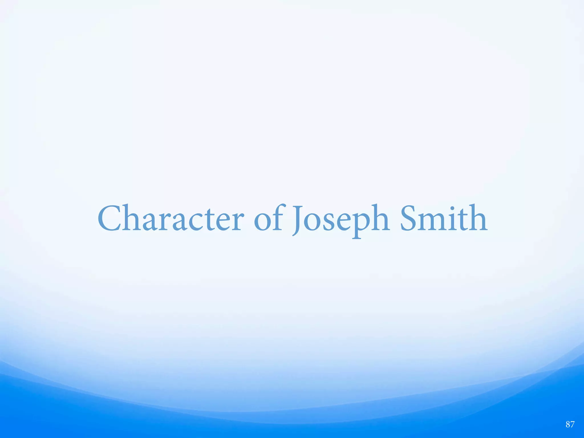 Swedenborg Parallels Found in D&C 76
“HEAVEN & HELL” PARALLEL EXAMPLES
—  Description of “e Celestial Kingdom”
—  Aer death, all people go to a waiting
place called “e Spirit World” divided
into a “Spirit Prison” for the unbaptized
and a “Paradise” for the baptized.
—  Angels from the Celestial Kingdom are
naked except for a white robe/garment
given to them by “e Lord” which
shines and glimmers.
—  Spirits and angels are in human form
and one can converse with them “as one
man to another.”
—  No singing, wings, or halos.
—  e “spirit world” is this earth, but we
cannot see the spirits because of “the
veil.”
—  Marriage exists only in the highest
Celestial Kingdom.
87
 