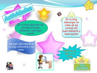 FacebookEs un sitio web formado por muchas redes sociales relacionadas con:TrabajoEscuelaUniversidadFacebook para mantenerse al día con sus amigos o compañeros compartiendo fotos, enlaces, vídeos, etc.ACTIVIDADESContreras deccy