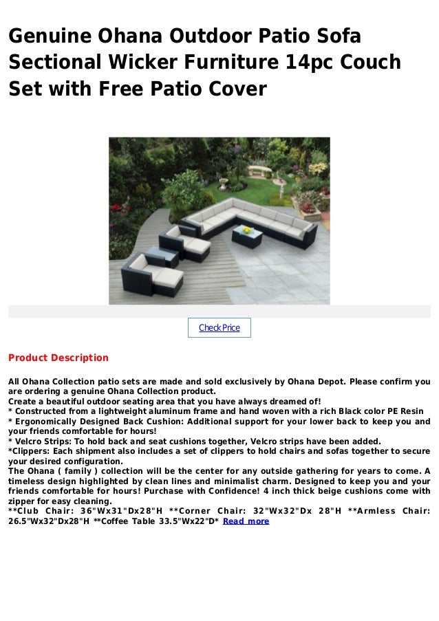 Genuine Ohana Outdoor Patio Sofa Sectional Wicker Furniture 14pc Couc