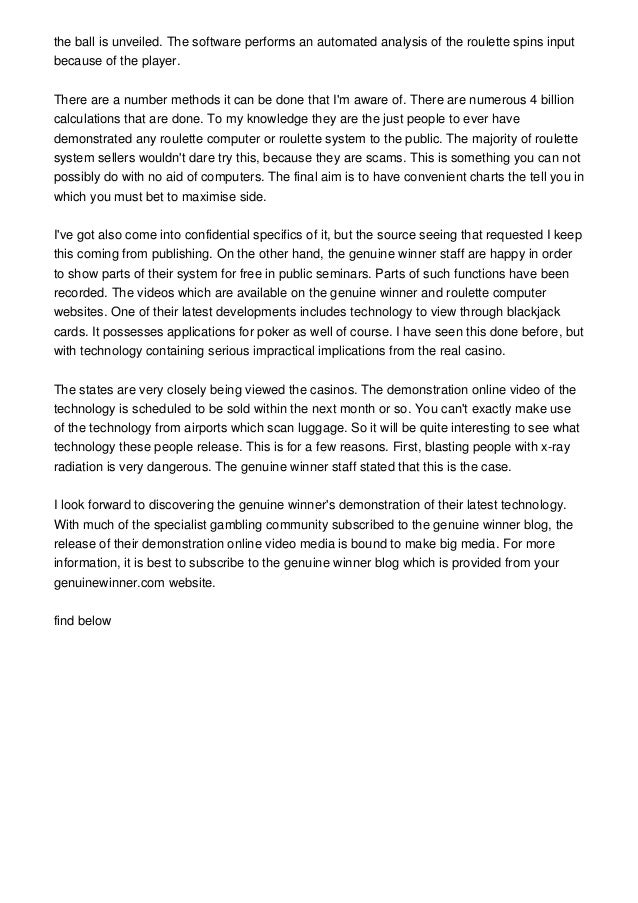 Genuine winner roulette system free