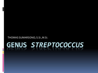 GENUS STREPTOCOCCUS
THOMAS SUMARSONO, S.Si.,M.Si.
 