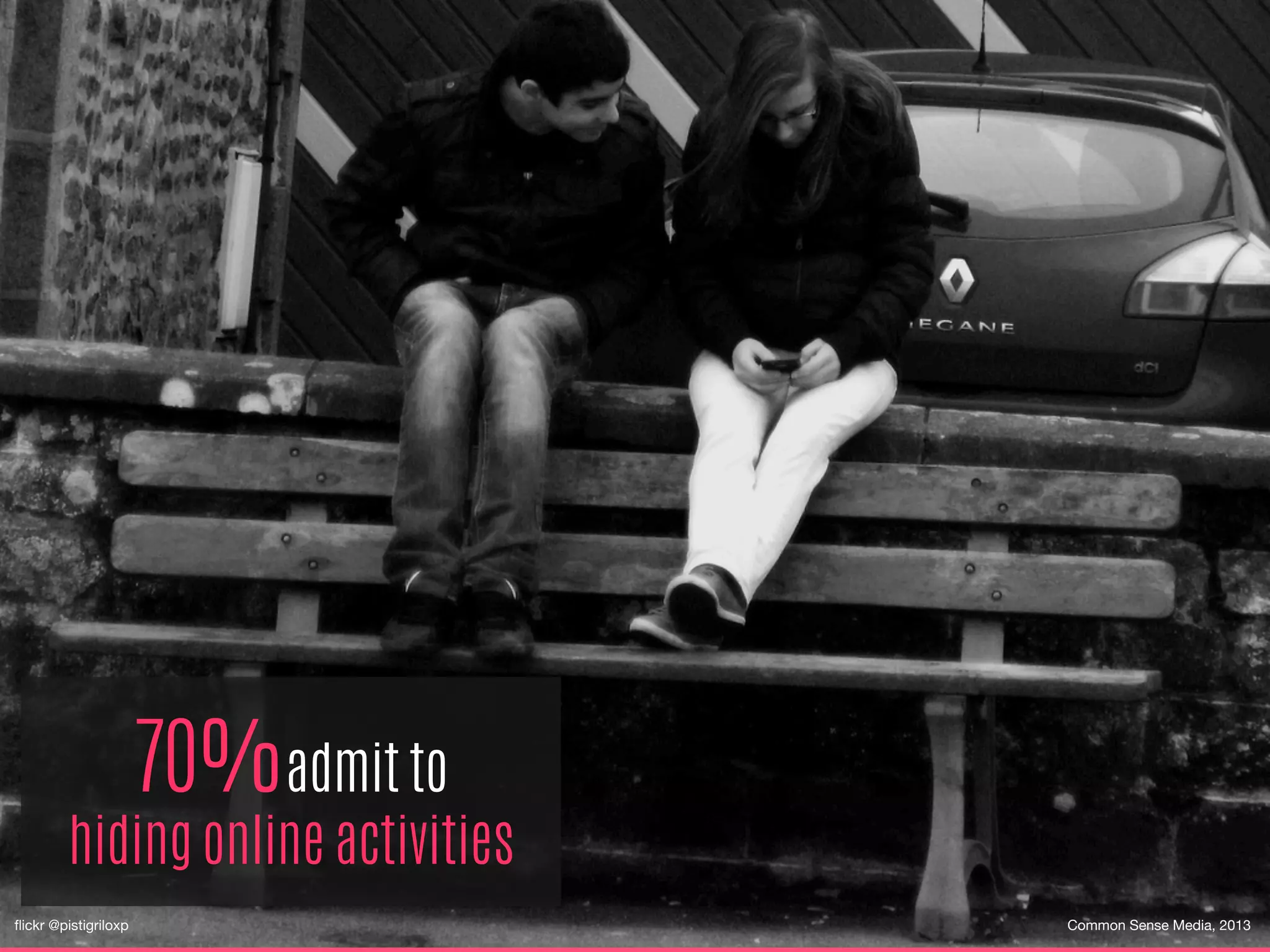70%admit to
hiding online activities
Common Sense Media, 2013
ﬂickr @pistigriloxp
 