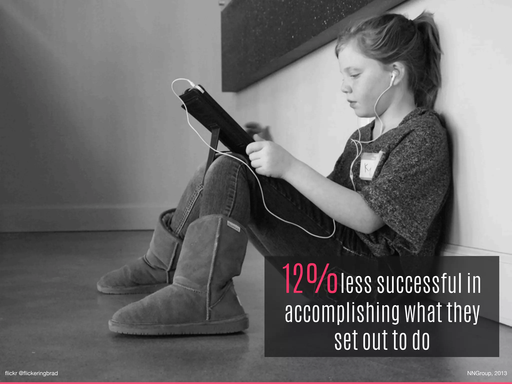 ﬂickr @ﬂickeringbrad
12%less successful in
accomplishing what they
set out to do
NNGroup, 2013
 