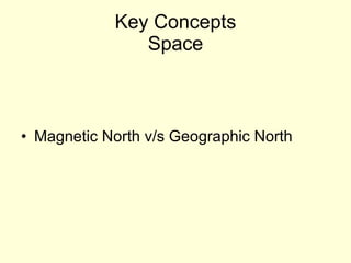 Key Concepts Space Magnetic North v/s Geographic North 