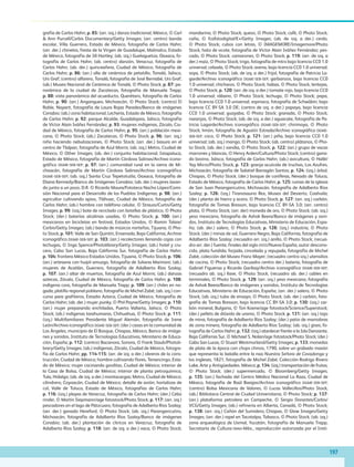 197
grafía de Carlos Hahn; p. 85: (arr. izq.) danza tradicional, México, © Carl
 Ann Purcell/Corbis Documentary/Getty Images; (arr. centro) banda
escolar, Villa Guerrero, Estado de México, fotografía de Carlos Hahn;
(arr. der.) chinelos, fiesta de la Virgen de Guadalupe, Malinalco, Estado
de México, fotografía de Jill Hartley; (ab. izq.) Guelaguetza, Oaxaca, fo-
tografía de Carlos Hahn; (ab. centro) danzón, Veracruz, fotografía de
Carlos Hahn; (ab. der.) quinceañera, Ciudad de México, fotografía de
Carlos Hahn; p. 86: (arr.) olla de cerámica de petatillo, Tonalá, Jalisco,
Urs Graf; (centro) alfarero, Tonalá, fotografía de José Bernabé, Urs Graf;
(ab.) Museo Nacional de Cerámica de Tonalá, © Photo Stock; p. 87: pa-
norámica de la ciudad de Zacatecas, fotografía de Manuela Trapp;
p. 88: vista panorámica del acueducto, Querétaro, fotografía de Carlos
Hahn; p. 90: (arr.) Angangueo, Michoacán, © Photo Stock; (centro) El
Roble, Nayarit, fotografía de Laura Rojas Paredes/Banco de imágenes
Conabio; (ab.) zona habitacional, Lechería, Estado de México, fotografía
de Carlos Hahn; p. 92: parque Alcalde, Guadalajara, Jalisco, fotografía
de Víctor Alain Iváñez Fernández; p. 93: mujeres indígenas, Zócalo, Ciu-
dad de México, fotografía de Carlos Hahn; p. 95: (arr.) población mexi-
cana, © Photo Stock; (ab.) Zacatecas, © Photo Stock; p. 96: (arr. izq.)
niño haciendo nebulizaciones, © Photo Stock; (arr. der.) basura en el
centro de Tlalpan, fotografía de Azul Morris; (ab. izq.) Metro, Ciudad de
México, © Other Images; (ab. der.) conjunto habitacional, Ixtapaluca,
Estado de México, fotografía de Martín Córdova Salinas/Archivo icono-
gráfico dgme-seb-sep; p. 97: (arr.) comunidad rural en la sierra de Mi-
choacán, fotografía de Martín Córdova Salinas/Archivo iconográfico
dgme-seb-sep; (ab. izq.) Santa Cruz Tepetotutla, Oaxaca, fotografía de
Diana Kennedy/Banco de Imágenes Conabio; (ab. der.) mujeres lavan-
do junto a un pozo, D.R. © Ricardo Moura/Fototeca Nacho López/Comi-
sión Nacional para el Desarrollo de los Pueblos Indígenas; p. 98: (arr.)
agricultor cultivando apios, Tláhuac, Ciudad de México, fotografía de
Carlos Hahn; (ab.) hombre con teléfono celular, © Strauss/Curtis/Getty
Images; p. 99: (izq.) bote de reciclado con botellas de plástico, © Photo
Stock; (der.) baterías alcalinas usadas, ©  Photo Stock; p.  100: (arr.)
mexicanos en bicicletas en festival, Estados Unidos, © Ramin Talaie/
Corbis/Getty Images; (ab.) banda de músicos norteños, Tijuana, © Pho-
to Stock; p. 101: Valle de San Quintín, Ensenada, Baja California, Archivo
iconográfico dgme-seb-sep; p. 103: (arr.) recolectores llenando cajas con
lechugas, © Inga Spence/Photolibrary/Getty Images; (ab.) hotel y cru-
cero, Cabo San Lucas, Baja California Sur, fotografía de Carlos Hahn;
p. 104: frontera México-Estados Unidos, Tijuana, © Photo Stock; p. 106:
(arr.) artesana con huipil amuzgo, fotografía de Juliana Marinoni; (ab.)
mujeres de Acatlán, Guerrero, fotografía de Adalberto Ríos Szalay;
p. 107: (arr.) altar de muertos, fotografía de Azul Morris; (ab.) danzas
aztecas, Zócalo, Ciudad de México, fotografía de Carlos Hahn; p. 108:
indígena cora, fotografía de Manuela Trapp; p. 109: (arr.) chiles en no-
gada, platillo regional poblano, fotografía de Michel Zabé; (ab. izq.) con-
curso para grafiteros, Estadio Azteca, Ciudad de México, fotografía de
Carlos Hahn; (ab. der.) mujer punky, © Phil Payne/Getty Images; p. 110:
(arr.) mujer preparando enchiladas, Puerto Vallarta, Jalisco, ©  Photo
Stock; (ab.) indígenas tarahumaras, Chihuahua, © Photo Stock; p. 111:
(izq.) Multifamiliares Presidente Miguel Alemán, fotografía de Irene
León/Archivo iconográfico dgme-seb-sep; (der.) casas en la comunidad de
Los Ángeles, municipio de El Bosque, Chiapas, México, Banco de imáge-
nes y sonidos, Instituto de Tecnologías Educativas, Ministerio de Educa-
ción, España; p. 112: (centro) Bacanora, Sonora, © Frank Staub/Photoli-
brary/Getty Images; (ab.) indígenas, Zócalo, Ciudad de México, fotogra-
fía de Carlos Hahn; pp. 114-115: (arr. de izq. a der.) obreros de la cons-
trucción, Ciudad de México; hombre cultivando flores, Tenancingo, Esta-
do de México; mujer cocinando gorditas, Ciudad de México; interior de
la Casa de Bolsa, Ciudad de México; interior de planta petroquímica,
Tula, Hidalgo; (ab. de izq. a der.) montacargas; Metro, Ciudad de México;
cilindrero, Coyoacán, Ciudad de México; detalle de avión; hortalizas de
col, Valle de Toluca, Estado de México, fotografías de Carlos Hahn;
p. 116: (izq.) playas de Veracruz, fotografía de Carlos Hahn; (der.) Cebú
rinder, © Martín Siepmann/age fotostock/Photo Stock; p. 117: (arr. izq.)
pescadores en el lago de Pátzcuaro, fotografía de Adalberto Ríos Szalay;
(arr. der.) ganado Hereford, © Photo Stock; (ab. izq.) Parangaricutiro,
Michoacán, fotografía de Adalberto Ríos Szalay/Banco de imágenes
Conabio; (ab. der.) plantación de cítricos en Veracruz, fotografía de
Adalberto Ríos Szalay; p. 118: (arr. de izq. a der.) vaca, © Photo Stock;
mandarina, © Photo Stock; queso, © Photo Stock; café, © Photo Stock;
caña, ©  fcafotodigital/E+/Getty Images; (ab. de izq. a der.) cerdo,
©  Photo Stock; cubos con letras, ©  IMAGEMORE/Imagemore/Photo
Stock; hato de ocote, fotografía de Víctor Alain Iváñez Fernández; pes-
cado, © Photo Stock; camarones, © Photo Stock; p. 119: (arr. de izq. a
der.) maíz, © Photo Stock; trigo, fotografía de mtrx bajo licencia CC0 1.0
universal; cebada, © Photo Stock; avena, bajo licencia CC0 1.0 universal;
soya, © Photo Stock; (ab. de izq. a der.) frijol, fotografía de Patricia La-
garde/Archivo iconográfico dgme-seb-sep; garbanzos, bajo licencia CC0
1.0 universal; chícharos, © Photo Stock; habas, © Photo Stock; lentejas,
© Photo Stock; p. 120: (arr. de izq. a der.) tomate rojo, bajo licencia CC0
1.0 universal; rábano, © Photo Stock; lechuga, © Photo Stock; papa,
bajo licencia CC0 1.0 universal; espinaca, fotografía de Schwäbin, bajo
licencia CC BY-SA 3.0 DE; (centro de izq. a der.) papaya, bajo licencia
CC0 1.0 universal; guayaba, © Photo Stock; granada, © Photo Stock;
naranjas, © Photo Stock; (ab. de izq. a der.) aguacate, fotografía de Pa-
tricia Lagarde/Archivo iconográfico dgme-seb-sep; chirimoya, ©  Photo
Stock; limón, fotografía de Agustín Estrada/Archivo iconográfico dgme-
seb-sep; coco, © Photo Stock; p. 121: (arr.) piña, bajo licencia CC0 1.0
universal; (ab. izq.) mango, © Photo Stock; (ab. centro) plátanos, © Pho-
to Stock; (ab. der.) sandía, © Photo Stock; p. 122: (arr.) grupo de vacas
marrones y blancas, © Henry Arden/Cultura/Photo Stock; (centro) gana-
do bovino, Jalisco, fotografía de Carlos Hahn; (ab.) avicultura, © Hallé/
Yay Micro/Photo Stock; p. 123: granja acuícola de truchas, Los Azufres,
Michoacán, fotografía de Salatiel Barragán Santos; p. 124: (izq.) árbol,
Chiapas, © Photo Stock; (der.) bosque de coníferas, Nevado de Toluca,
Estado de México, fotografía de Carlos Hahn; p. 125: ruinas de la iglesia
de San Juan Parangaricutiro, Michoacán, fotografía de Adalberto Ríos
Szalay; p. 126: (izq.) Tiranosaurio Rex, Museo del Desierto, Coahuila;
(der.) planta de hierro y acero, © Photo Stock; p. 127: (arr. izq.) carbón,
fotografía de Tomas Bresson, bajo licencia CC BY-SA 3.0; (arr. centro)
plata, © Photo Stock; (arr. der) moneda de oro, © Photo Stock; (ab. izq.)
yeso mexicano, fotografía de Ashok Beera/Banco de imágenes y soni-
dos, Instituto de Tecnologías Educativas, Ministerio de Educación, Espa-
ña; (ab. der.) salero, © Photo Stock; p. 128: (izq.) industria, © Photo
Stock; (der.) minas de sal, Guerrero Negro, Baja California, fotografía de
Adalberto Ríos Szalay; (recuadro arr. izq.) anillo, © Photo Stock; (recua-
dro arr. der.) fuente, finales del siglo xviii/Nueva España, autor descono-
cido, plata fundida, forjada, cincelada y repujada, fotografía de Michel
Zabé, colección del Museo Franz Mayer; (recuadro centro izq.) utensilios
de cocina, © Photo Stock; (recuadro centro der.) batería, fotografía de
Gabriel Figueroa y Ricardo Garibay/Archivo iconográfico dgme-seb-sep;
(recuadro ab. izq.) llave, © Photo Stock; (recuadro ab. der.) cables en
terminales, © Photo Stock; p. 129: (arr. izq.) yeso mexicano, fotografía
de Ashok Beera/Banco de imágenes y sonidos, Instituto de Tecnologías
Educativas, Ministerio de Educación, España; (arr. der.) salero, © Photo
Stock; (ab. izq.) tubo de ensayo, © Photo Stock; (ab. der.) carbón, foto-
grafía de Tomas Bresson, bajo licencia CC BY-SA 3.0; p. 130: (izq.) car-
bón mineral, Bulgaria, © Ton Koene/age fotostock/Science/Superstock;
(der.) pellets de dióxido de uranio, © Photo Stock; p. 131: (arr. izq.) tajo
de mina, fotografía de Adalberto Ríos Szalay; (der.) patio de maniobras
de zona minera, fotografía de Adalberto Ríos Szalay; (ab. izq.) gises, fo-
tografía de Carlos Hahn; p. 132: (izq.) atardecer frente a la Isla Danzante,
Baja California Sur, © Michael S. Nolan/age fotostock/Photo Stock; (der.)
Cabo San Lucas, © Stuart Westmorland/Getty Images; p. 133: monedas
de plata de la época con chops chinos, 1790, sobre un grabado masón
que representa la batalla entre la nao Nuestra Señora de Covadonga y
los ingleses, 1821, fotografía de Michel Zabé, Colección Rodrigo Rivero
Lake, Arte y Antigüedades. México; p. 134: (izq.) transportación de frutas,
©  Photo Stock; (der.) supermercado, ©  Bloomberg/Getty Images;
p. 135: (arr.) fachada del Centro Médico Nacional La Raza, Ciudad de
México, fotografía de Raúl Barajas/Archivo iconográfico dgme-seb-sep;
(centro) Bolsa Mexicana de Valores, ©  Lucas Vallecillos/Photo Stock;
(ab.) Biblioteca Central de Ciudad Universitaria, © Photo Stock; p. 137:
(arr.) plataforma petrolera en Campeche, ©  Sergio Dorantes/Corbis/
VCG/Getty Images; (ab.) refinería en Alberta, Canadá, © Photo Stock;
p. 138: (arr. izq.) Cañón del Sumidero, Chiapas, © Glow Images/Getty
Images; (arr. der.) rapel en Tacotalpa, Tabasco, © Photo Stock; (ab. izq.)
zona arqueológica de Uxmal, Yucatán, fotografía de Manuela Trapp,
Secretaría de Cultura-inah-Méx., reproducción autorizada por el Insti-
GEOGRAFIA-4-P-184-200.indd 197 17/01/19 11:13
 