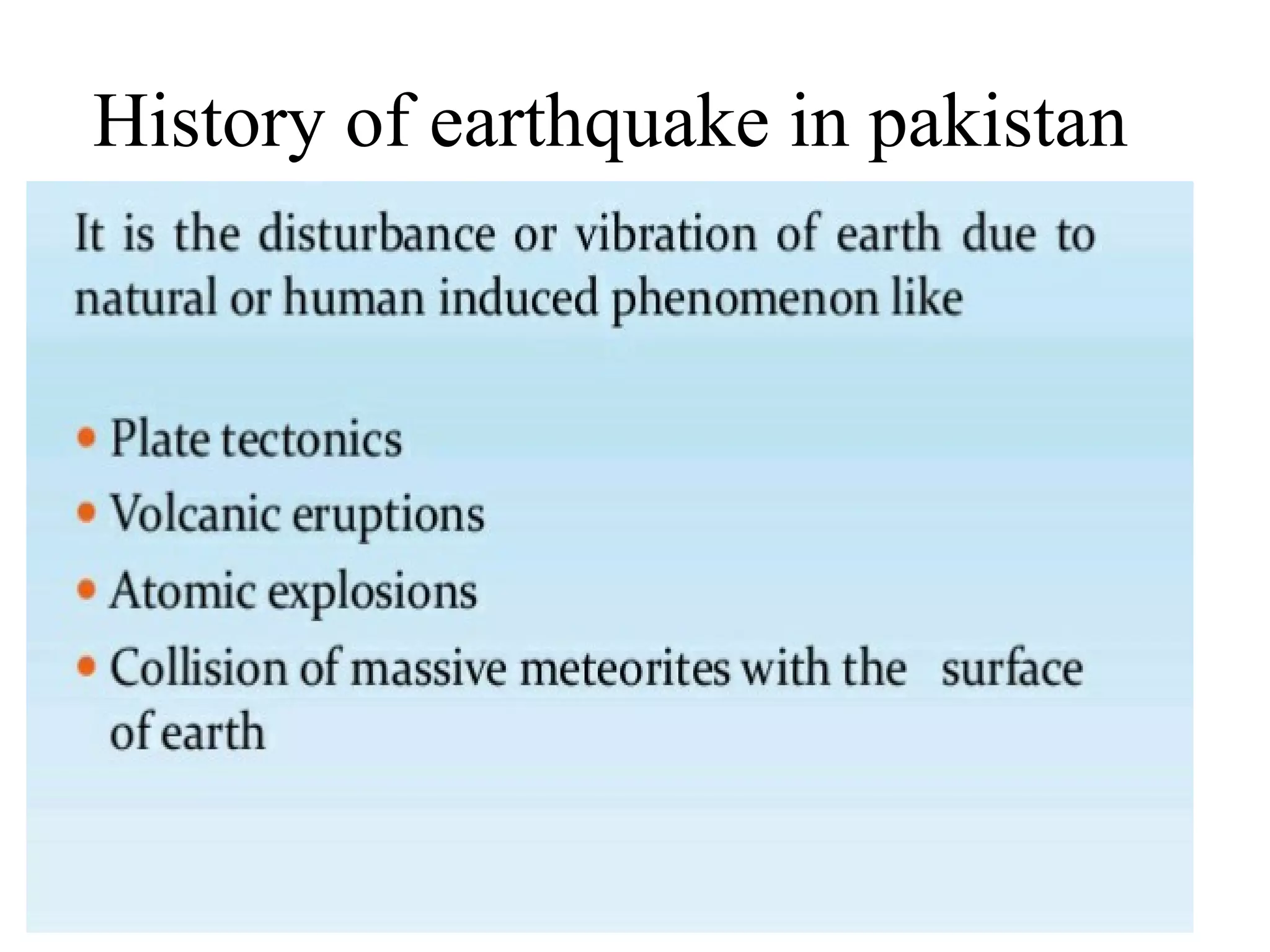 History of earthquake in pakistan
 