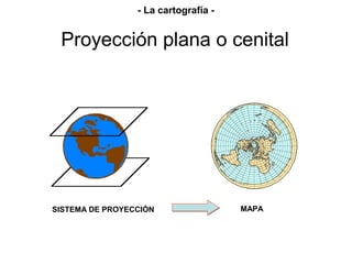 SISTEMA DE PROYECCIÓN MAPA
Proyección plana o cenital
- La cartografía -
 