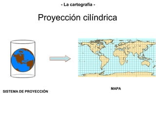 SISTEMA DE PROYECCIÓN
MAPA
Proyección cilíndrica
- La cartografía -
 