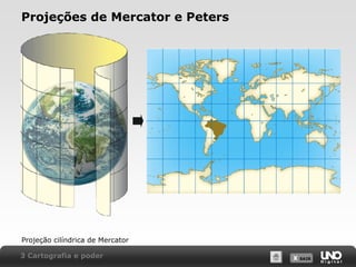 X SAIRX SAIR
Projeções de Mercator e Peters
Projeção cilíndrica de Mercator
3 Cartografia e poder
 
