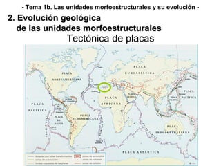 Tectónica de placas 2. Evolución geológica de las unidades morfoestructurales - Tema 1b. Las unidades morfoestructurales y...