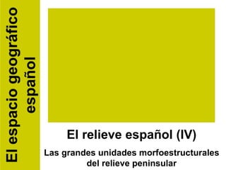 El relieve español (IV) Las grandes unidades morfoestructurales del relieve peninsular El espacio geográfico español 