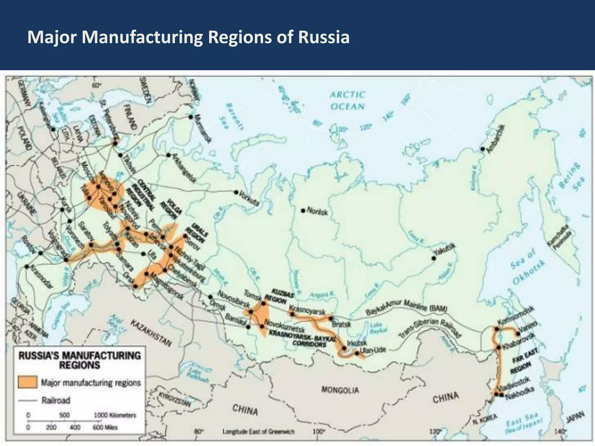 Major Manufacturing Regions of Russia
 